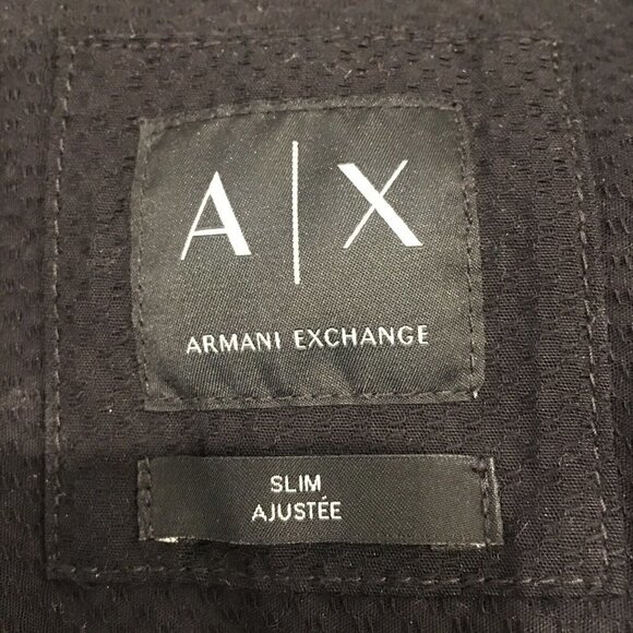 ARMANI EXCHANGE 2015 Black Textured Hidden Buttons Pocket Slim Shirt Men's Small - Picture 6 of 9